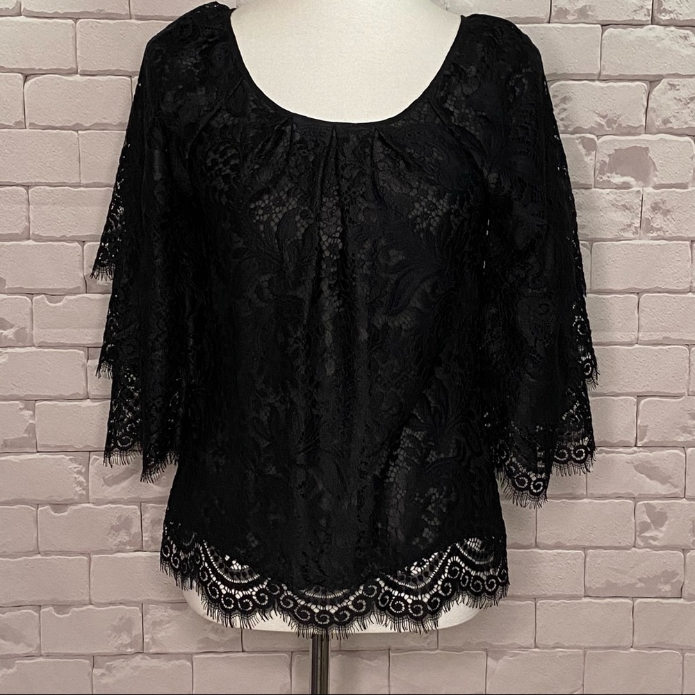 Liefsdotter Lace Top Bell Sleeve Black Size 0